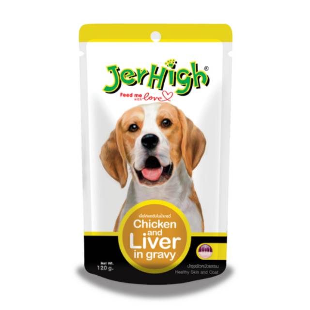 Jual Jerhigh dog wet food pouch & liver in gravy 120gr / monge