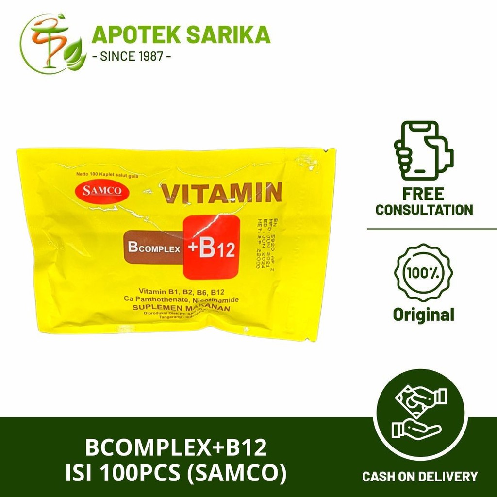 Jual Bcomplex + B12 ISI 100pcs (vitamin bcomplex & b12 dari samco ...