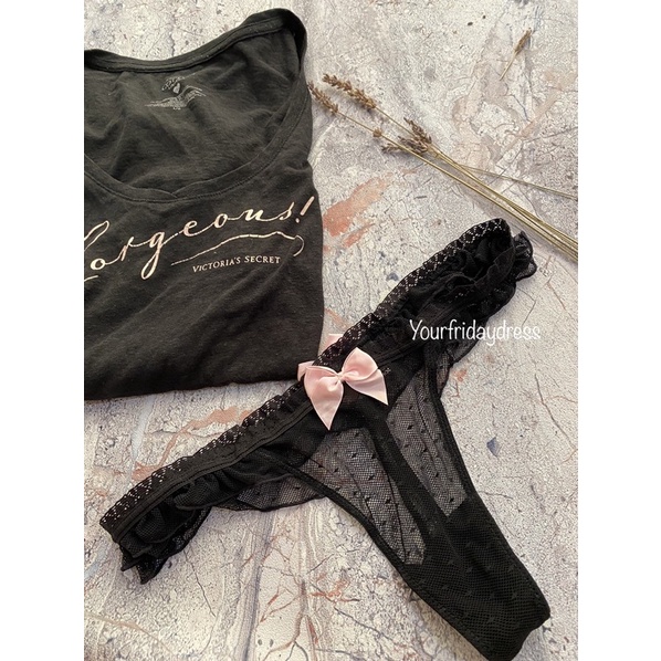 Jual 79 gorgeos victoria secret lace thong panties low rise pink ribbon ...