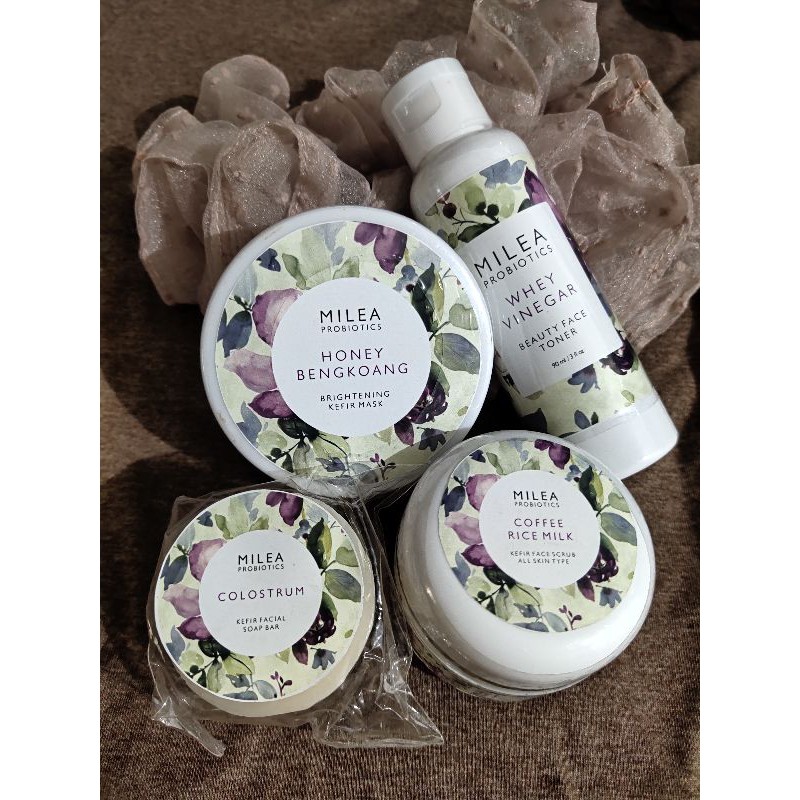 MILEA ORGANICS Paket Ekonomis Brightening Kefir Paket Whitening Kefir Masker Kefir Whitening