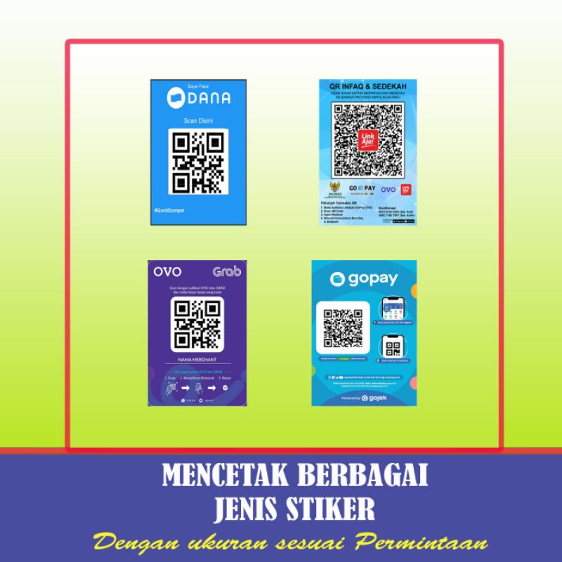 Jual Mencetak Stiker Pembayaran Non Tunai Dana Linkaja Ovo Shoppepay