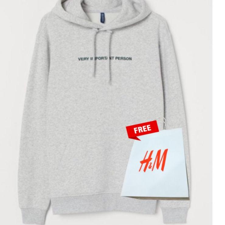 Jual Recomend Hnm Hoodie Very Important Person Grey H M Jaket Abu Misty Paper Bag Shopee Indonesia