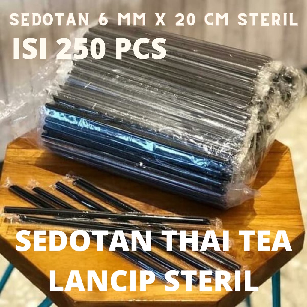 Jual Isi 250 Pcs Sedotan Steril 6 Mm X 20 Cm Sedotan Lancip Sedotan