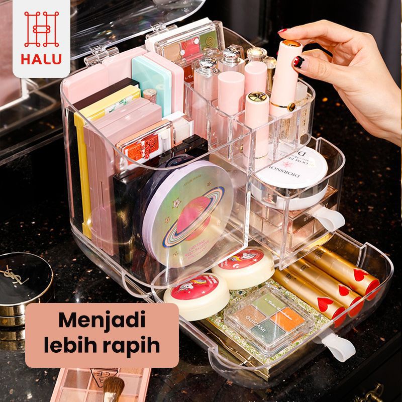 Jual Halu Rak Organizer Acrylic Rak Kosmetik Rak Makeup 2 Tingkat Rak ...