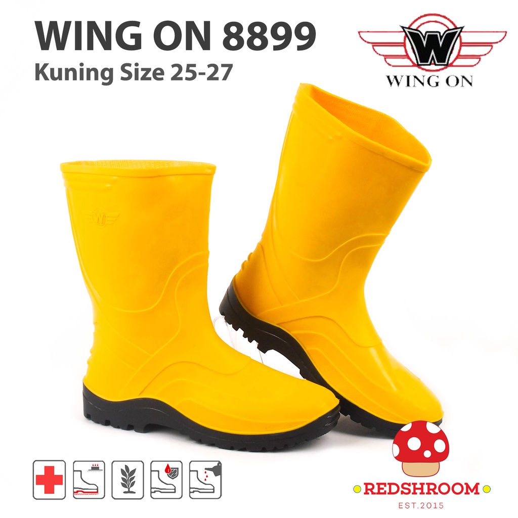 Jual Sepatu Boot Pendek Wing On Kuning Boots Karet Lokal Ringan