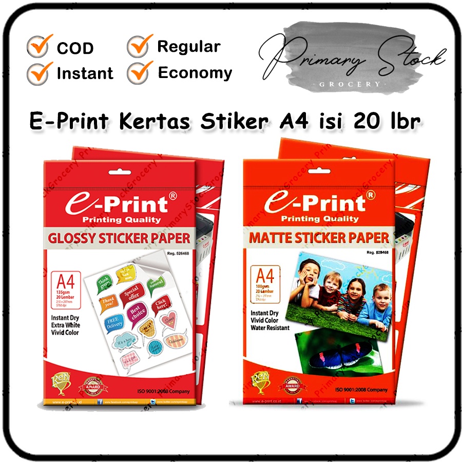 Jual Kertas Stiker A4 Glossy Doff Sticker Mengkilap Inkjet Paper Doff ...