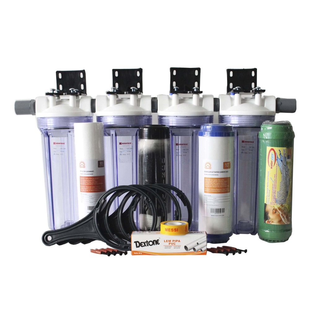 Jual FILTER AIR SUMUR BOR / FILTER AIR NANOTEC 4 TABUNG 10" CLEAR 3/4