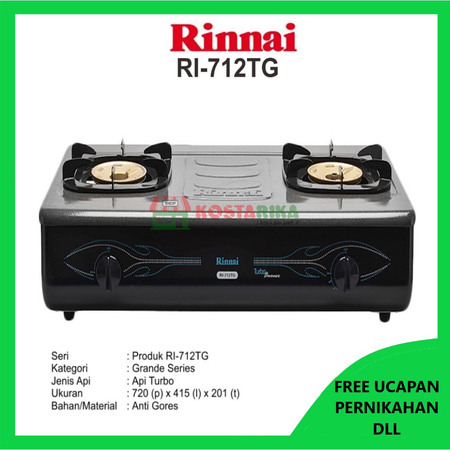Jual Kompor Rinnai RI 712TG Kompor Gas 2 Tungku kompor gas Rinnai | Shopee  Indonesia