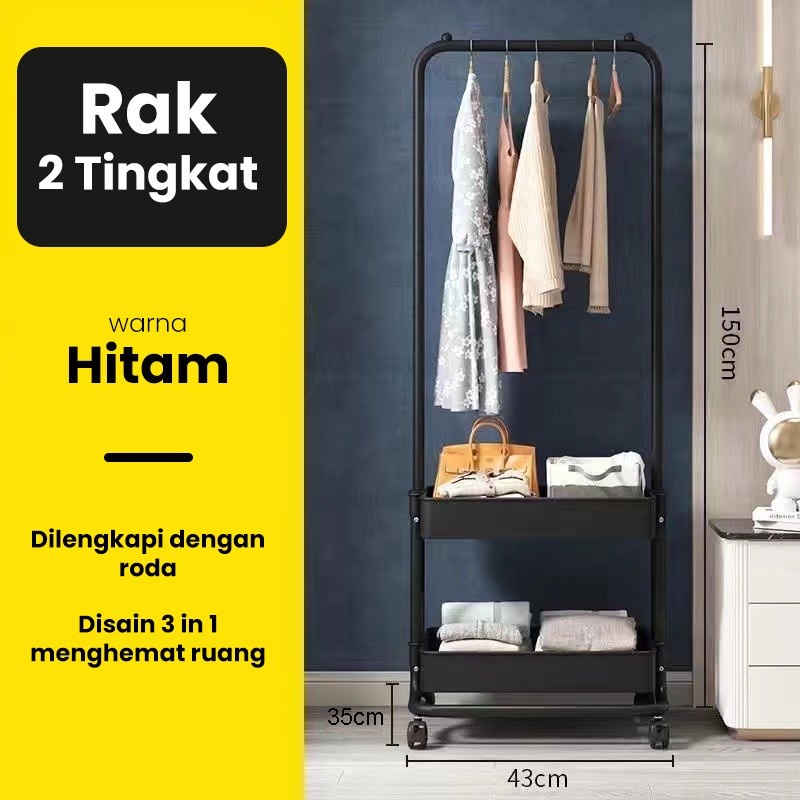 Jual Rak Baju Roda Susun Rak Penyimpanan Gantungan Baju Topi Tas Alexa Rack Shopee Indonesia