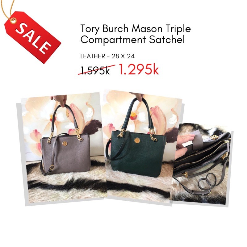 Tory burch mason triple compartment satchel sale