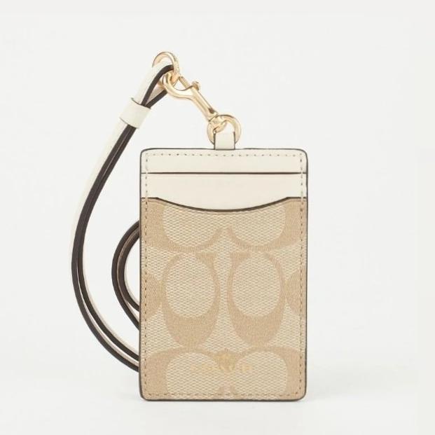 Jual COACH Id Lanyard In White Colorblock Signature Canvas 100% ...