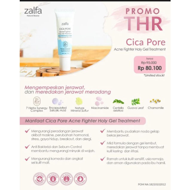 Jual [COD] Zalfa Natural Cica Pore Acne Fighter Holy Gel Treatment ...