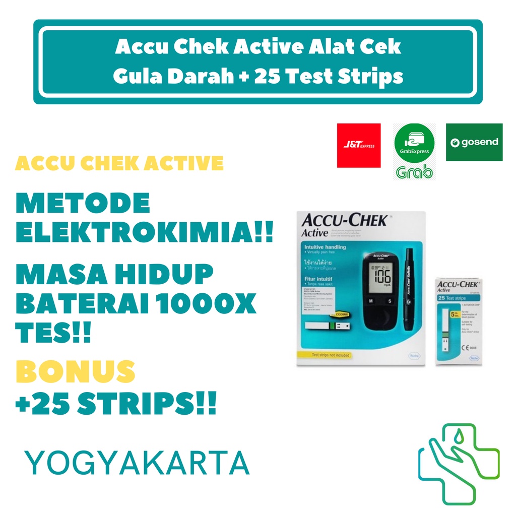 Jual Alat Cek Gula Darah Accu Chek Active Free 25 Test Strip Shopee