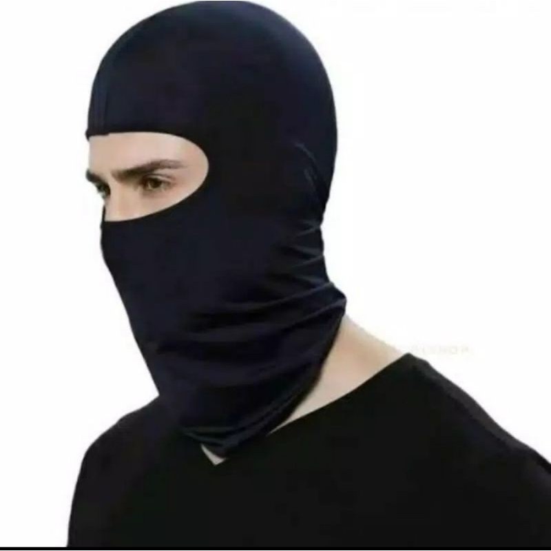 Jual Penutup wajah racer hitam polos full face masker motor masker buff ...