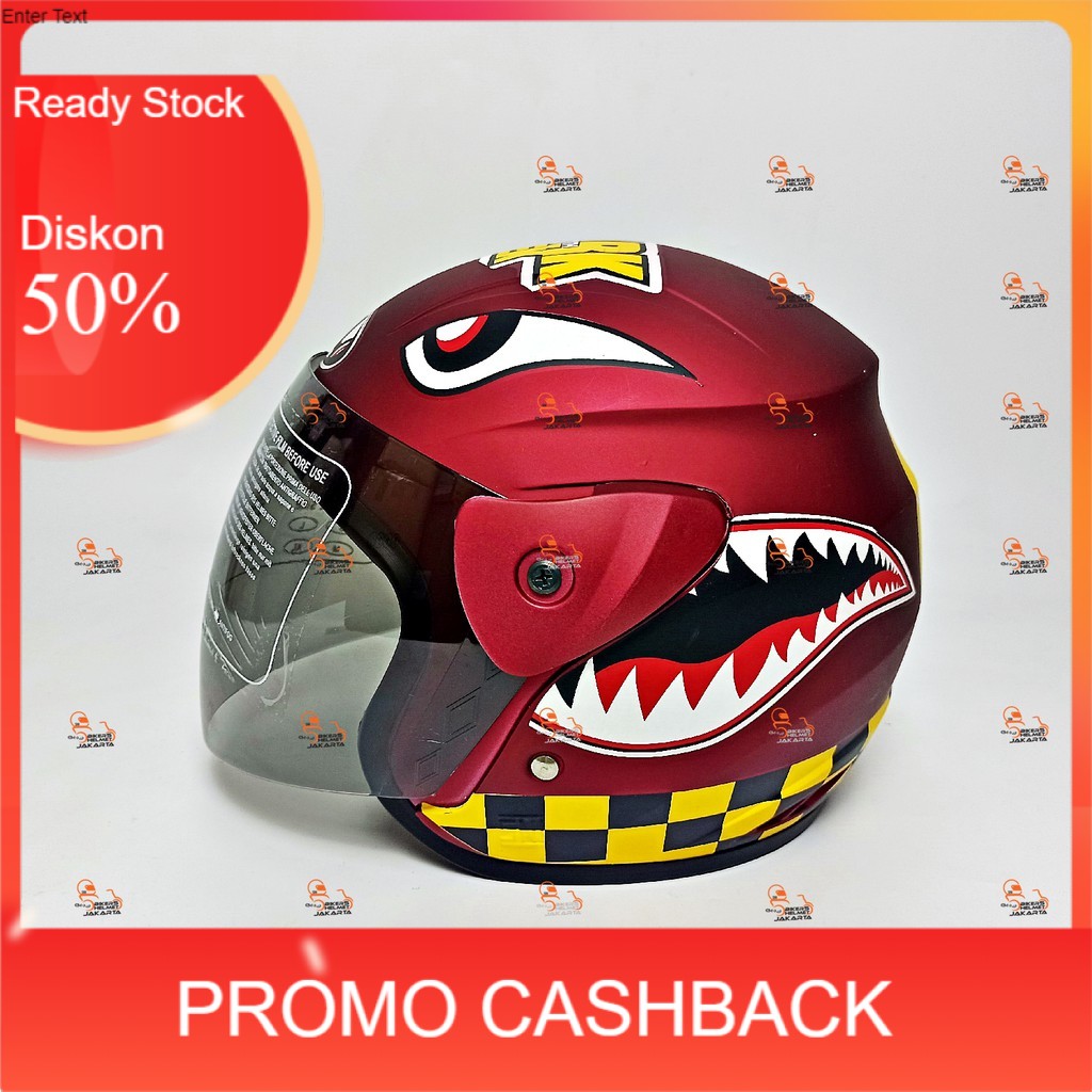 Jual EVOLUTION HELM HELEM SHARK RED MAROON DOFF MODEL GM EVO HALF FACE