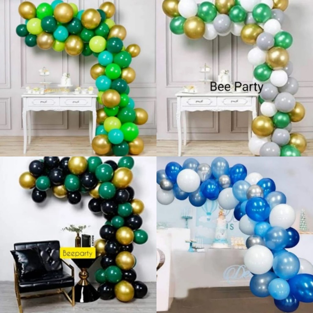 Paket Dekorasi Balon Metalik Doff Chrome 12inch Lengkap