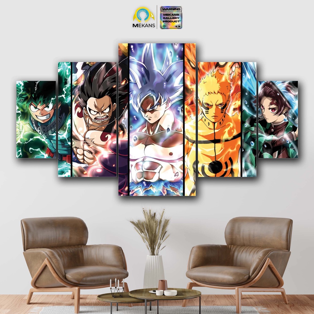 Jual MEKANS 1 SET Pajangan Hiasan dinding ANIME 5pcs Poster Kayu Wall