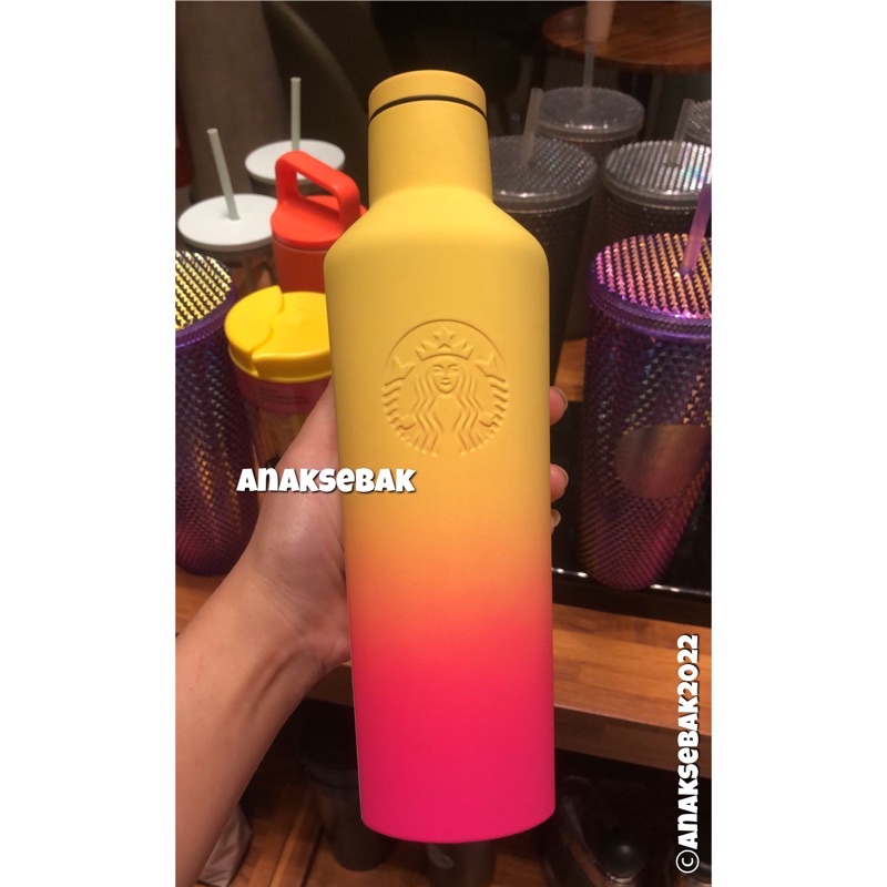 Jual Starbucks Stainless Corkcicle Yellow Pink Ombre 16oz Summer 2022