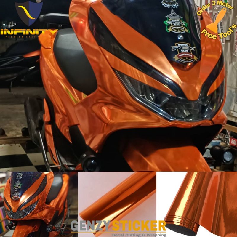 Jual Stiker Skotlet Oren Chrome Mirror Sticker Scotlite Orange Krom