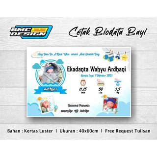 Jual Cetak Biodata Bayi / Cetak Nama Bayi / Cetak Banner Kelahiran ...