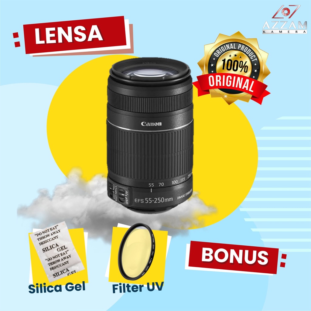 Jual Lensa Canon Tele 55-250mm is II Normal Siap Pakai | Shopee Indonesia