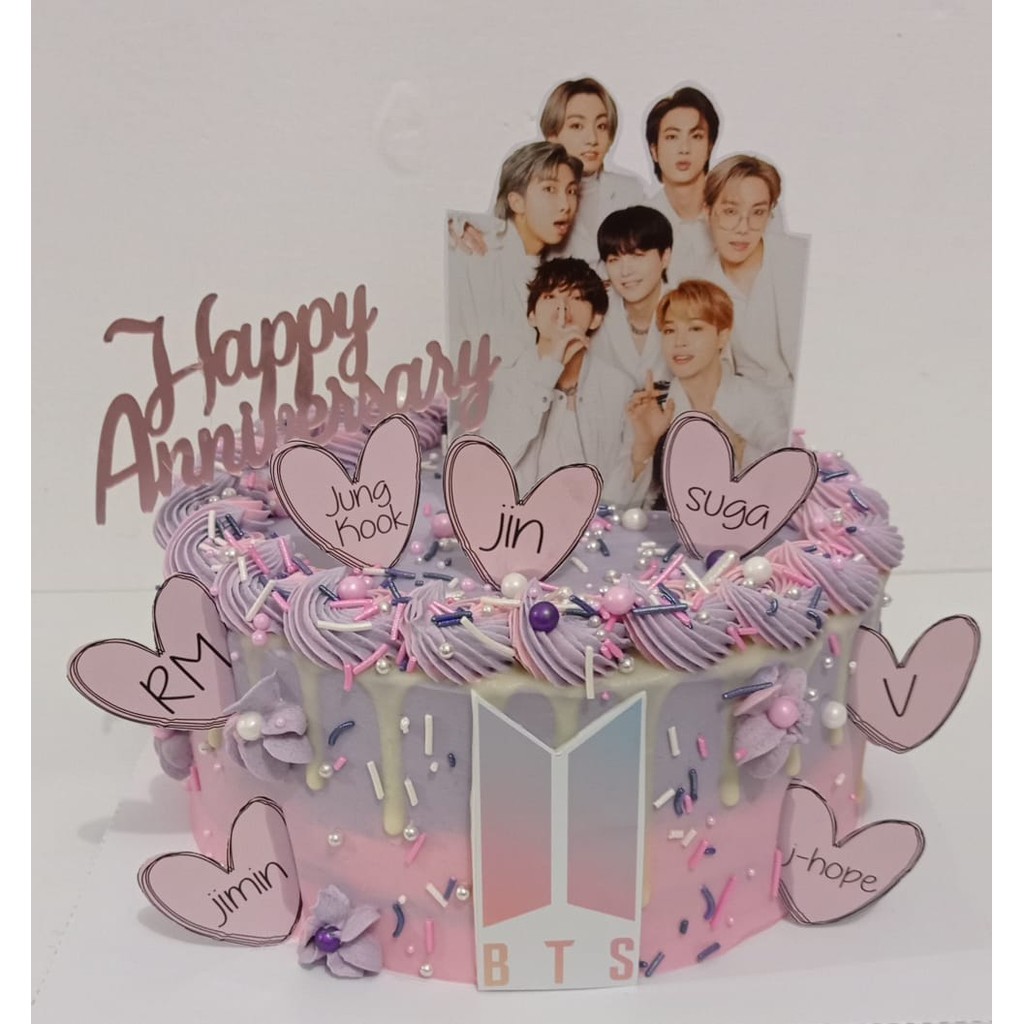 Jual LOVE BTS KPOP Topper Cake Birthday / Hiasan Kue Ulang Tahun