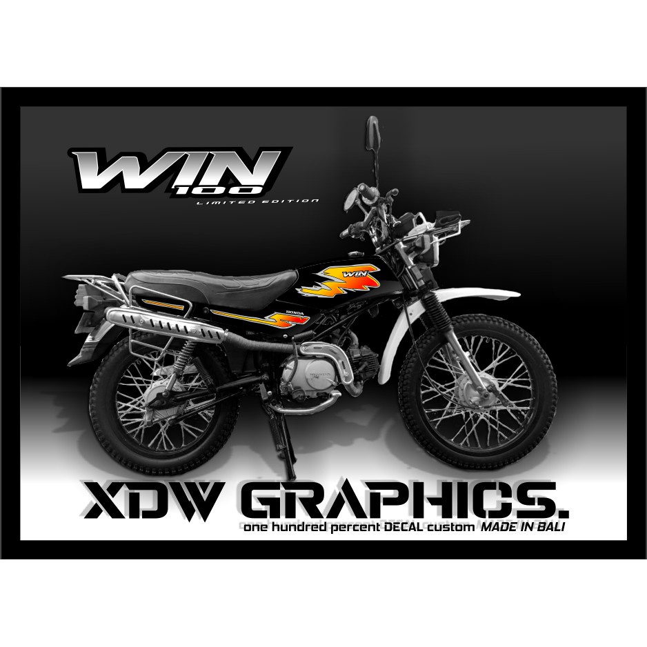 Jual Stiker Honda WIN 100 motif petir ts tangki hitam | Shopee Indonesia