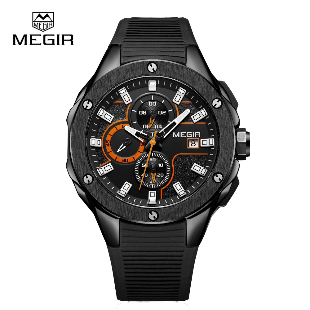 Jual Megir Jam Tangan Pria Analog Chronograph Aktif Tali Silicone Currenos Shopee Indonesia