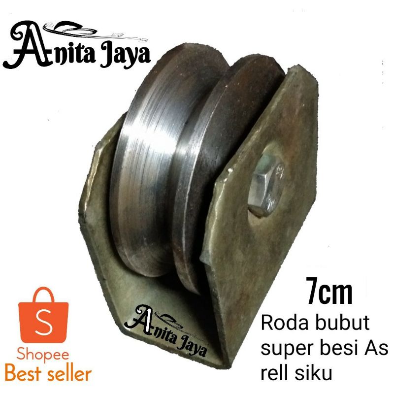 Jual Roda Bubut Besi As Roda Pintu Gerbang Kwalitas Super Ukuran 7cm Rell Siku Roda Pagar 3067