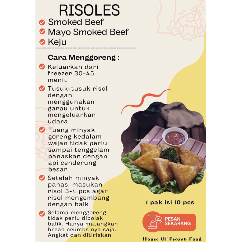 Jual Risoles frozen smoked beef mayo dan sayur risol makanan siap saji ...