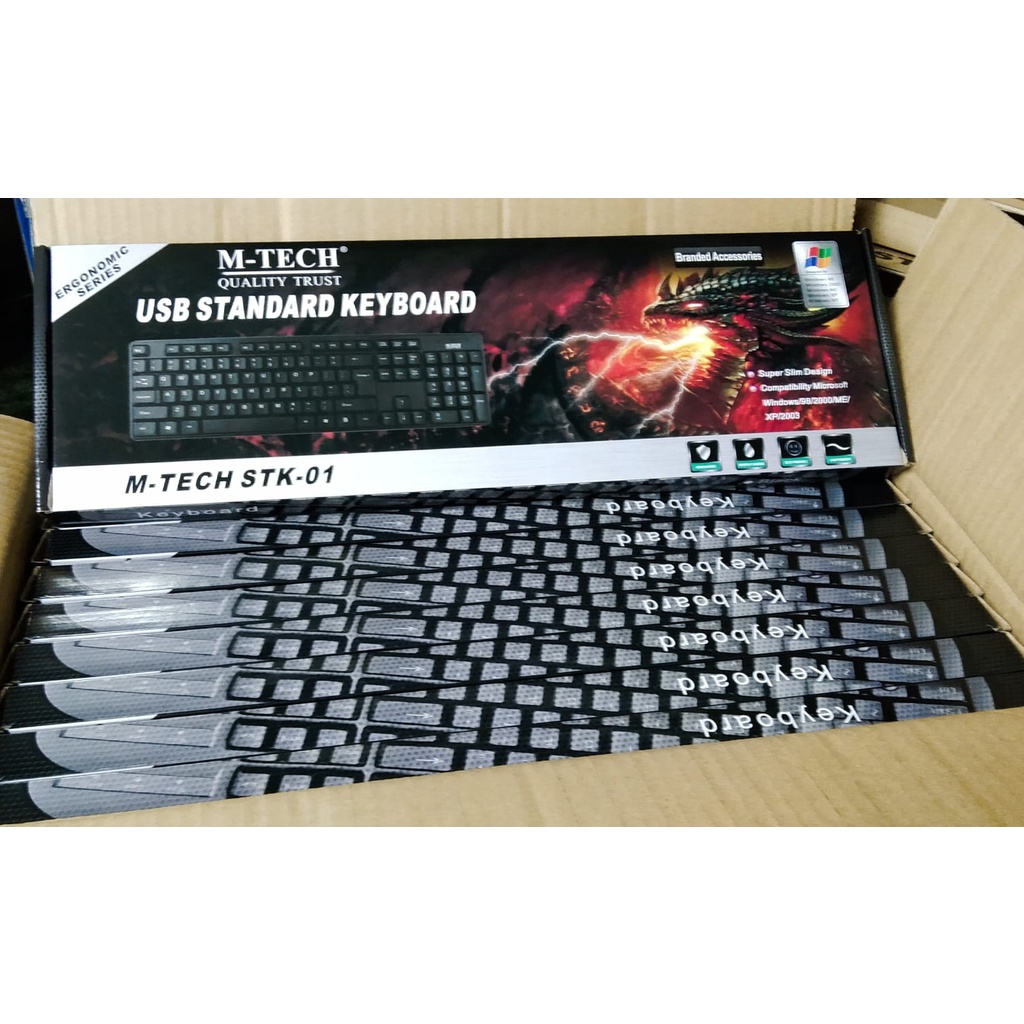 Jual Keyboard M-Tech Ergonomic Series STK-01 USB Standard Gaming Black ...