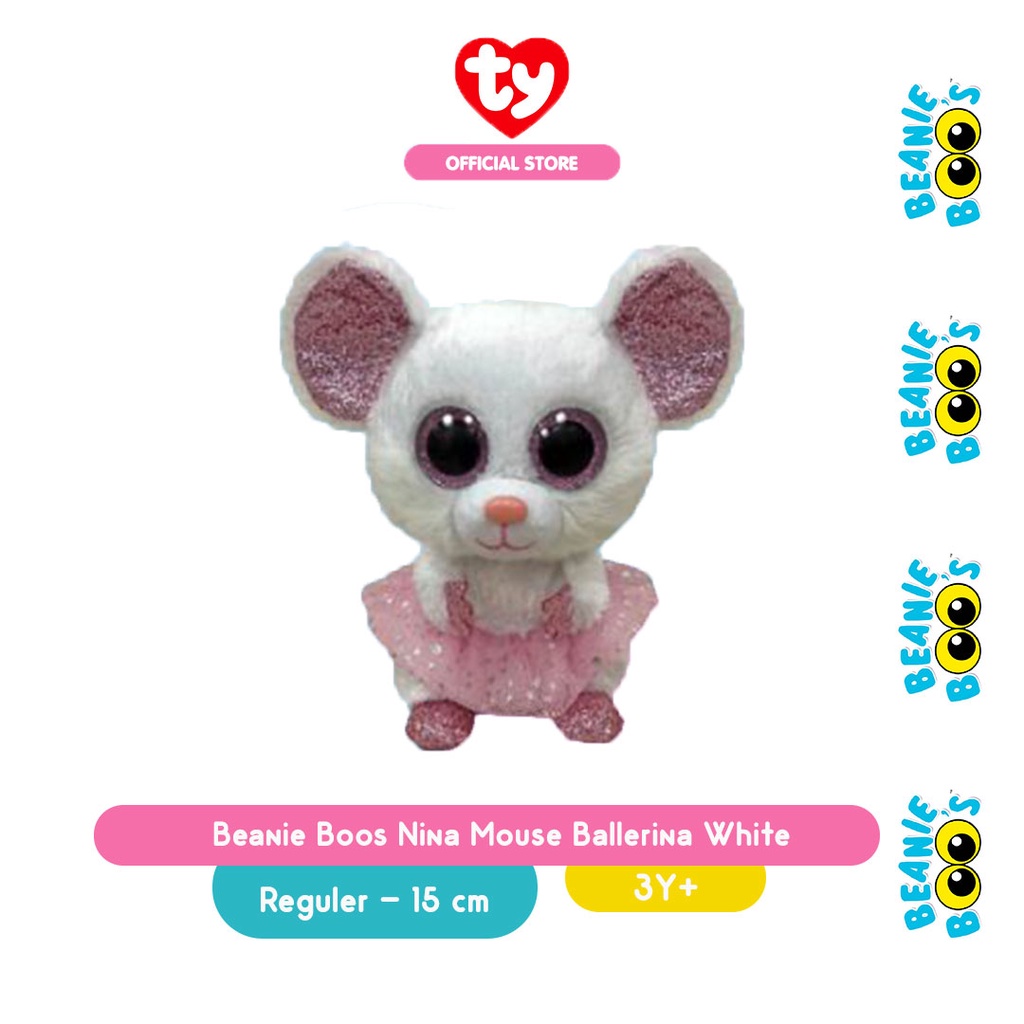 Jual TY Beanie Boos Nina Mouse Ballerina White (Regular) - Boneka Tikus ...