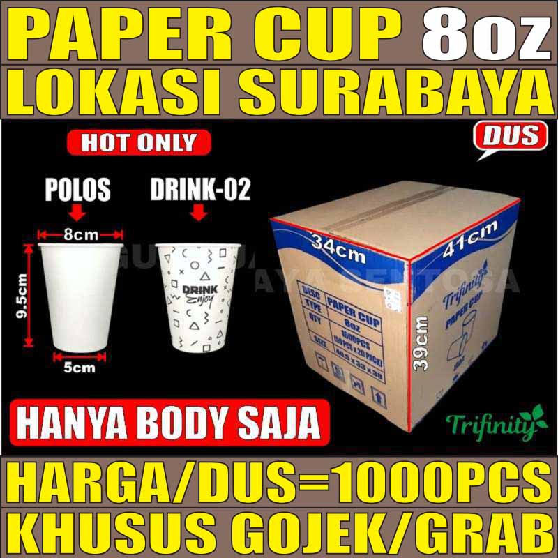 Jual Paper Cup 8oz Per Dus Gelas Kopi Kertas Tahan Panas Murah 240ml ...