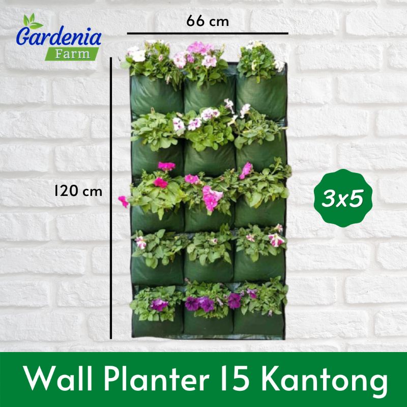 Jual Wall Planter Bag 15 Kantong 3x5 Vertikal Garden Warna Hijau Shopee Indonesia