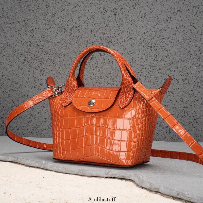 Jual Original Long*champ Le Mini Pliage Cuir Top Handle Bag XS Croco Shopee Indonesia