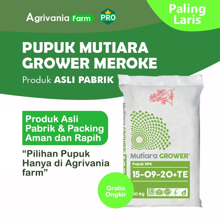 Jual PUPUK NPK GROWER 15-09-20+TE MUTIARA MEROKE KEMASAN PABRIK 1 KG ...