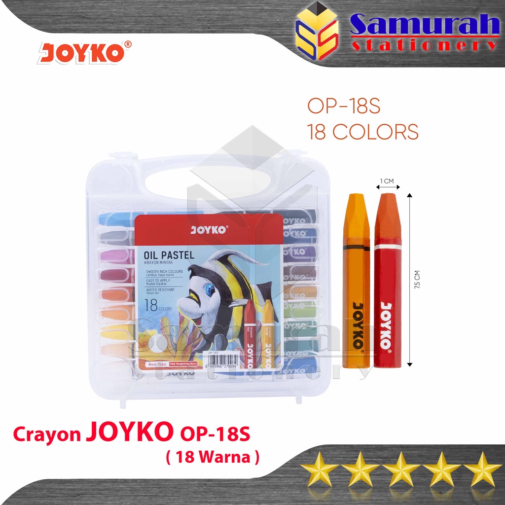 Jual Crayon Joyko OP18s / Krayon Minyak isi 18 Warna / Oil Pastel OP