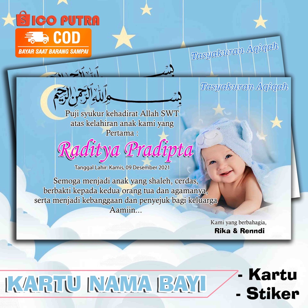 Jual Kartu Nama Tasyakuran Aqiqah Bayi Shopee Indonesia