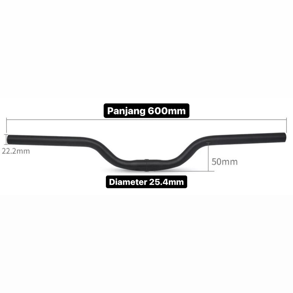 Jual Stang Midrise 25.4 x 600mm Alloy Handle Bar Sepeda lipat Fixie MTB ...
