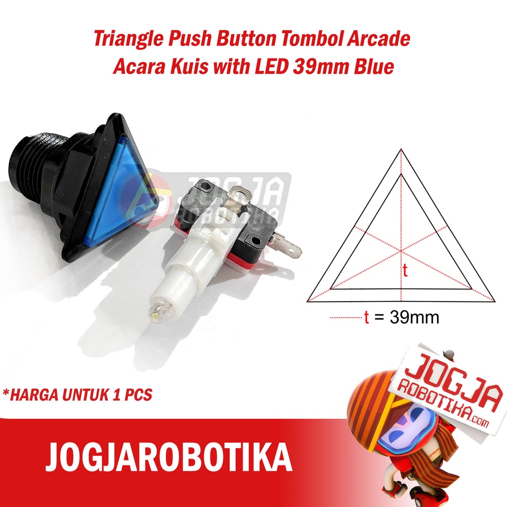 Jual Triangle Push Button Tombol Arcade Acara Kuis with LED 39mm Blue ...