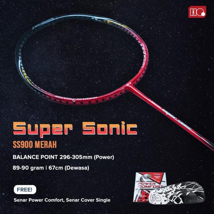 Jual Hi-Qua Raket Badminton Super Sonic Full Carbon Free Tas dan Senar ...