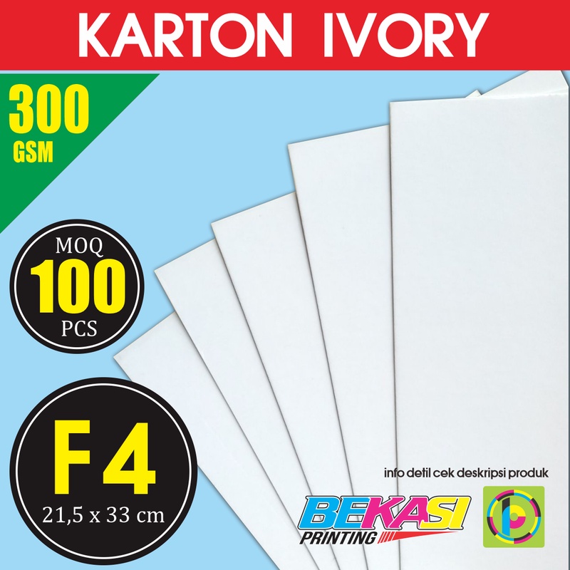 Jual Karton Carton IVORY 300 GSM Ukuran F4 21.5x33 cm isi 100 Lembar ...