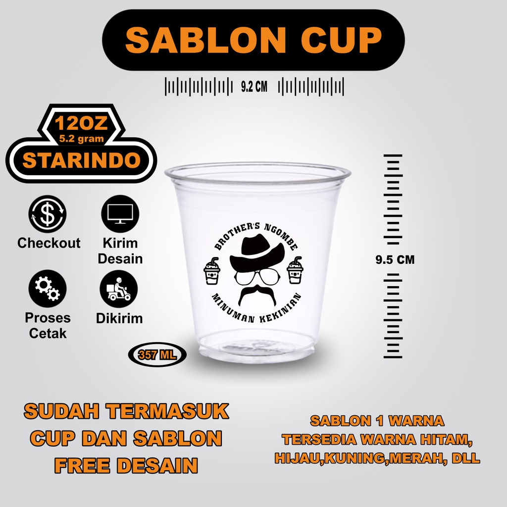 Jual Sablon Cup 12oz Datar 5gr Starindo Min 500pcs Gelas Plastik Pp Shopee Indonesia 8648