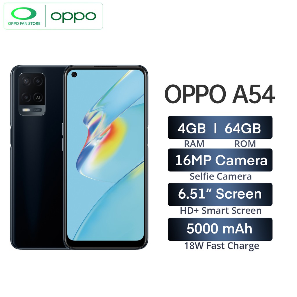 Jual OPPO A54 4GB/64GB 5000mAh Battery 18W Fast Charging 6.51Inch