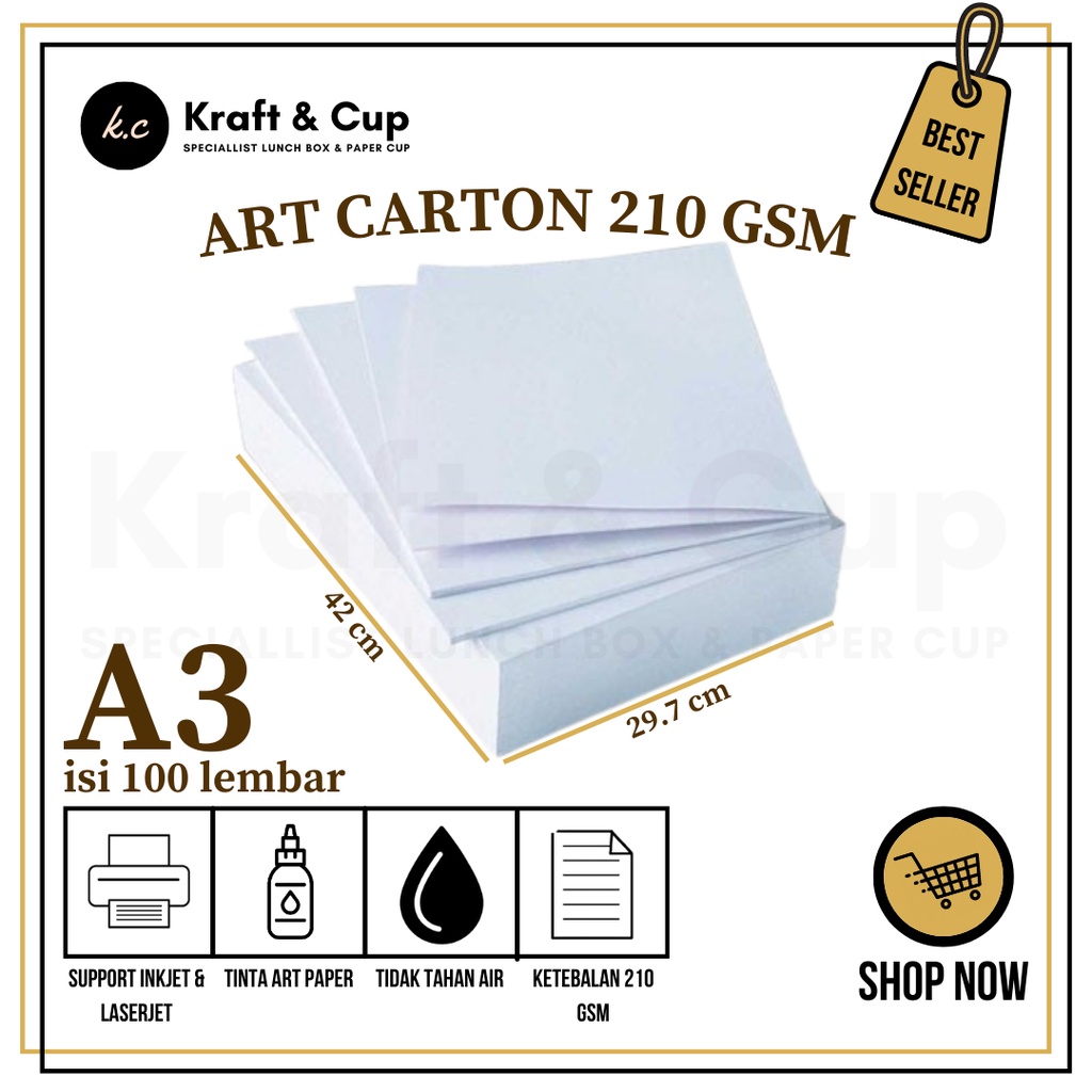 Jual Kertas Art Karton A3 210 gsm isi 100 lembar / Kertas Art Carton A3