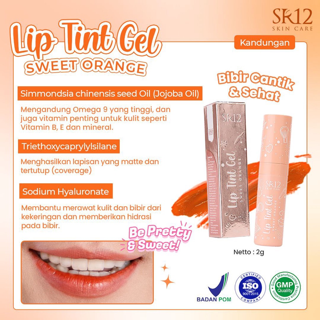 Jual LIP TINT GEL SWEET ORANGE SR12 / LIP TINT AWET TAHAN LAMA / CHEEK