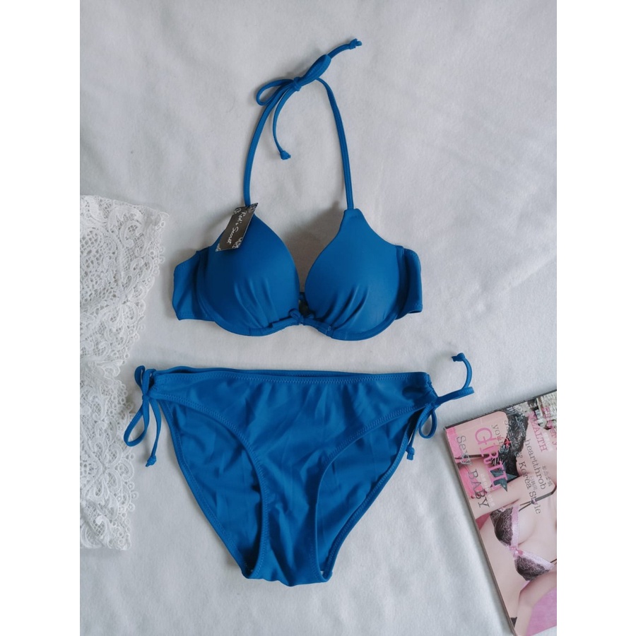 Jual Pakaian Renang Wanita 24 Bikini Pantai Sexy Biru Tua Shopee