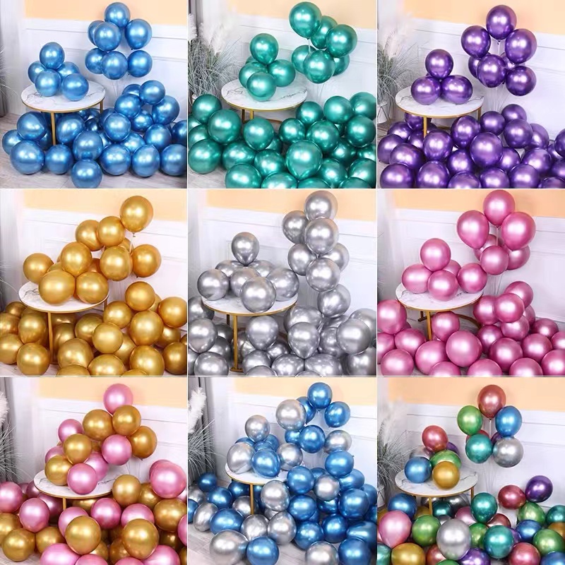 Balon Latex Chrome 10 Inch 50 Balon Latex Dekorasi Pesta Ulang Tahun Pernikahan Pernikahan Tata Letak Kamar Balon Gaun balon balon ulang tahun perlengkapan ulang tahun dekorasi ulang tahun