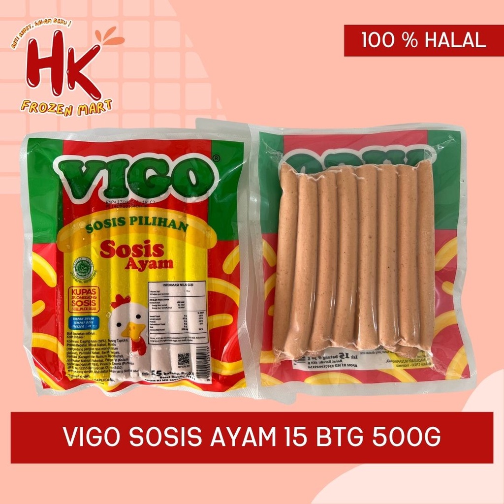 Jual Vigo Sosis Ayam 500 Gr Isi 15 Btg Bakso Sapi Bakar Grill Isian