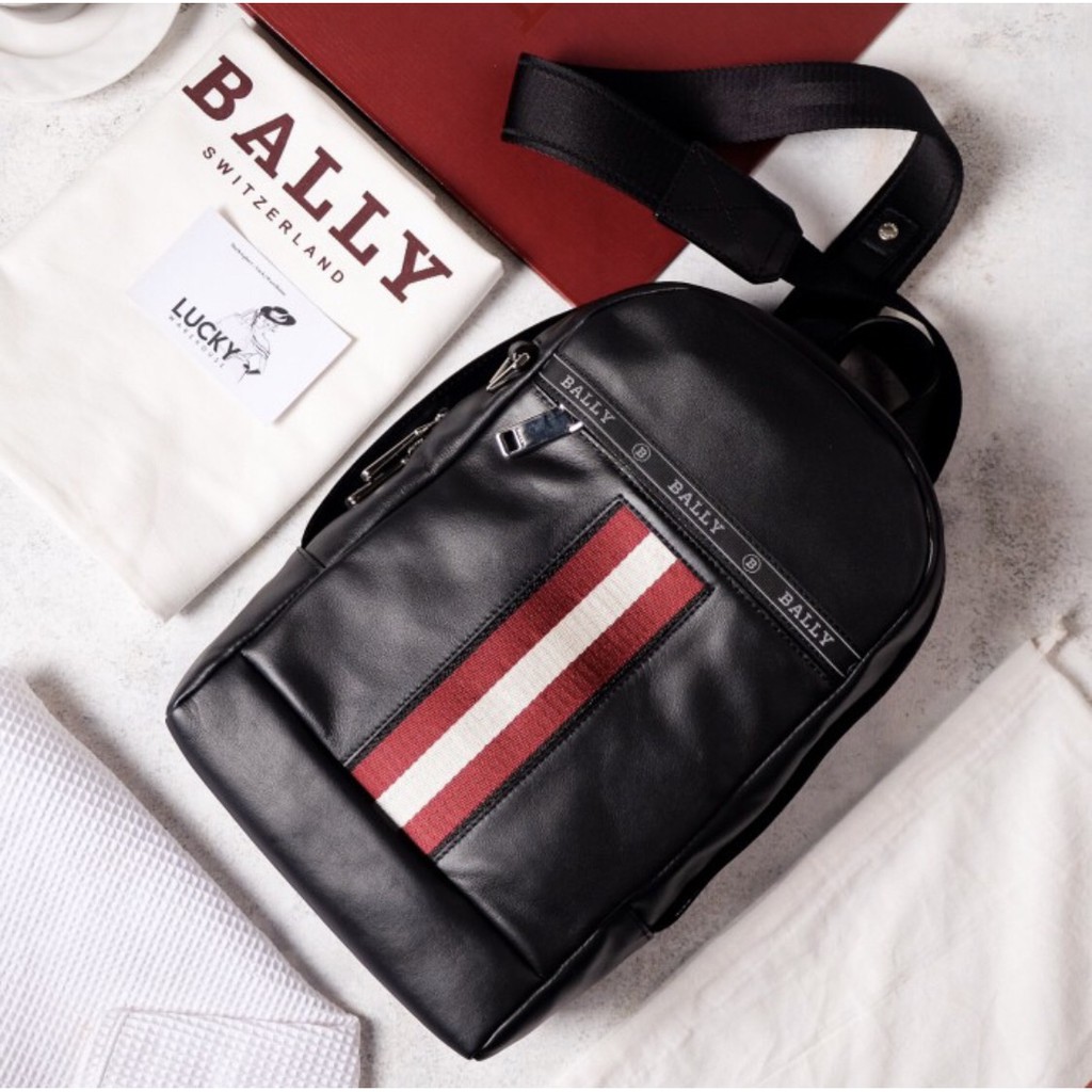 Bally Hari Leather Sling Bag In Black ORIGINAL 100